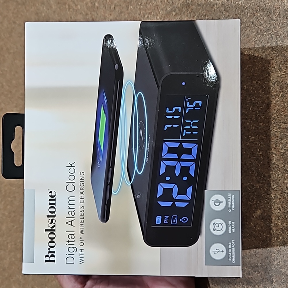 Brookstone Digital Alarm Clock with QI Wireless Charging!!!